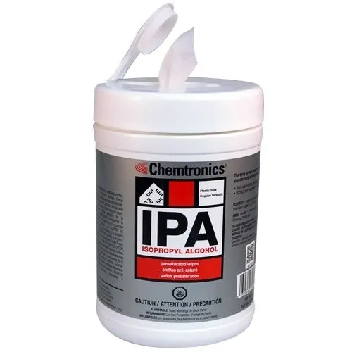 Chemtronics SIP100P Isopropyl Stencil Wipes |  Pre-saturated with 70% IPA and 30% deionized water | 100/tub (12 Pack)