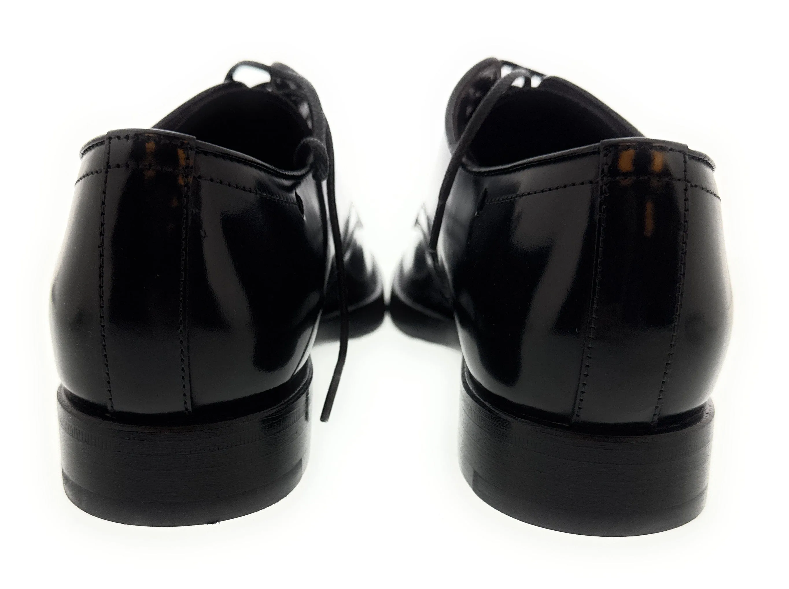 Dolce & Gabbana Men's Black Polished Leather Derby Dress Shoes-EU40