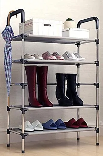 Heria Shoe Rack Organizer/Metal Standing Shoe Rack/Shoe Cabinet Stand/Shoe case for Home Furniture (Color_Multicolour, 4 Shelf)