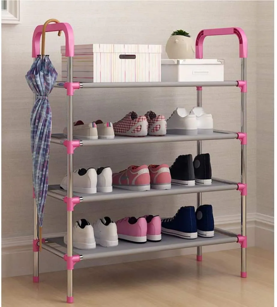 Heria Shoe Rack Organizer/Metal Standing Shoe Rack/Shoe Cabinet Stand/Shoe case for Home Furniture (Color_Multicolour, 4 Shelf)