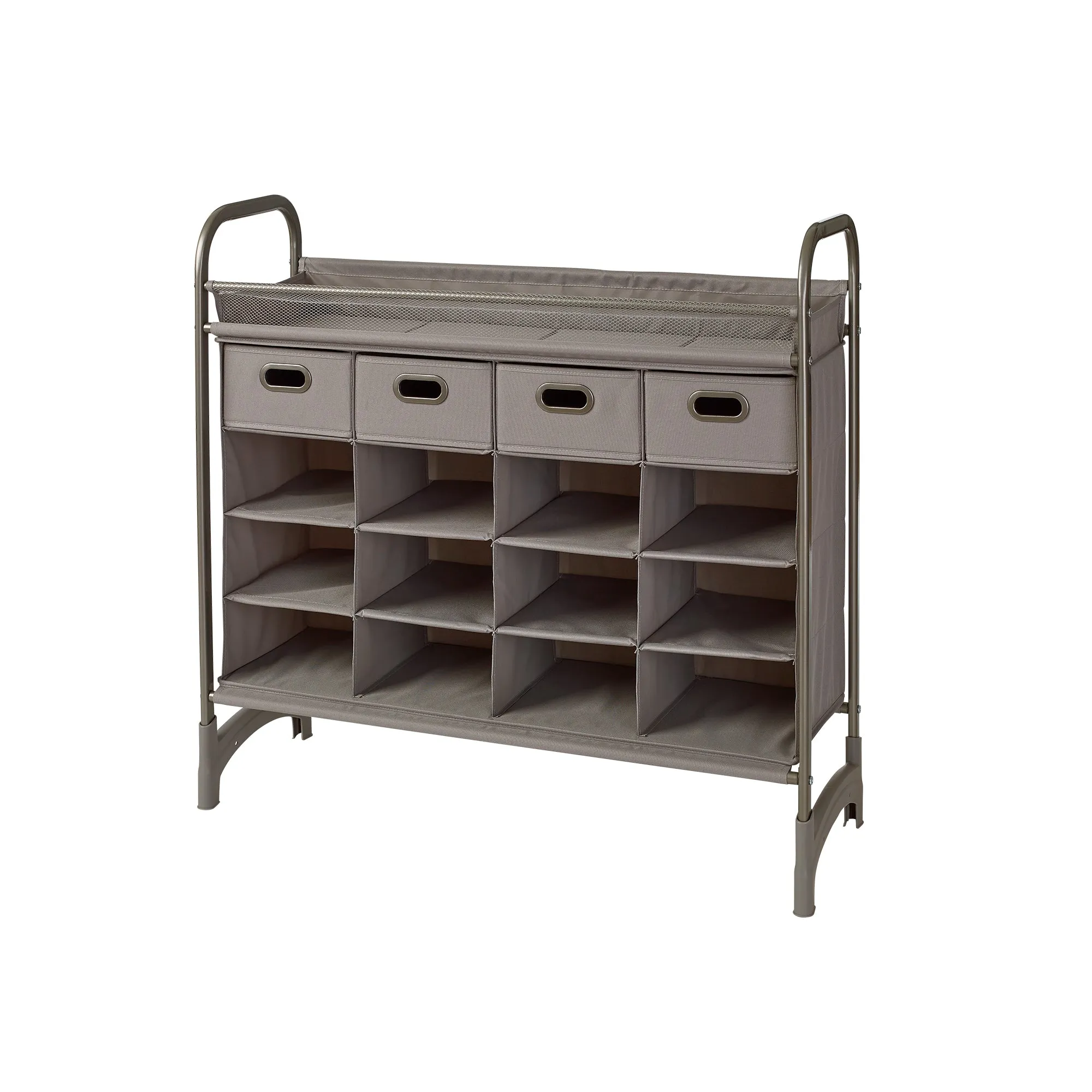 Stackable 16-Cubby Shoe Organizer with Drawers
