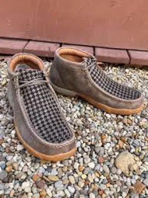 Twisted X® Men's Chukka Driving Moc Taupe Grey & Black Slip On Shoes MDM0097