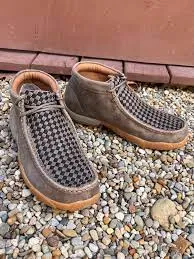 Twisted X® Men's Chukka Driving Moc Taupe Grey & Black Slip On Shoes MDM0097