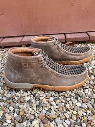 Twisted X® Men's Chukka Driving Moc Taupe Grey & Black Slip On Shoes MDM0097